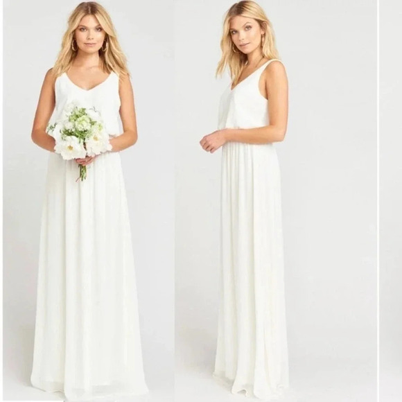 Show Me Your Mumu Kendall Maxi Dress Gown Wedding Cake Chiffon Bridal Size S - Picture 1 of 10